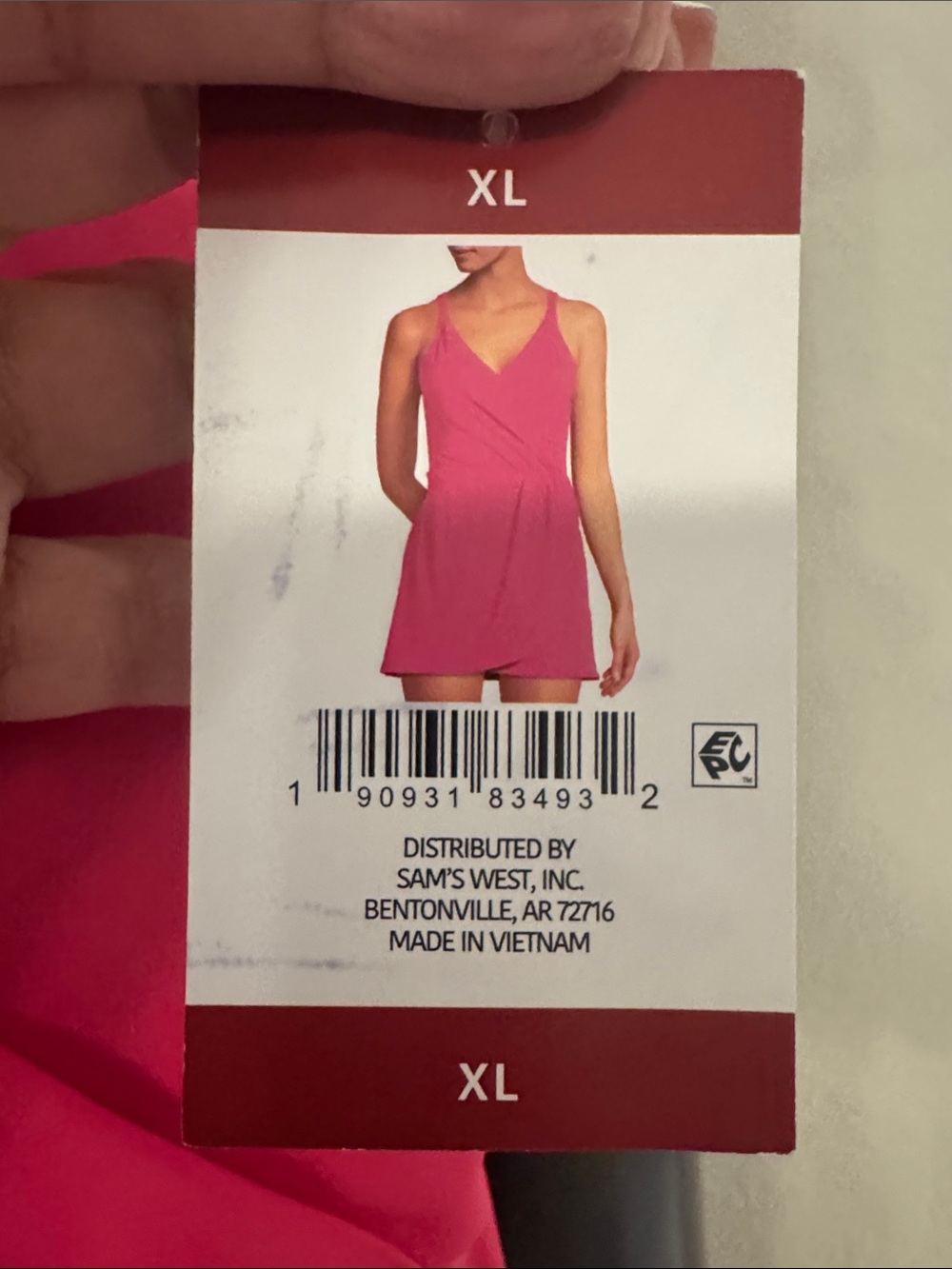 New with tags Lands’end swimsuite/dress one piece Hot Pink crisscross V-Neck